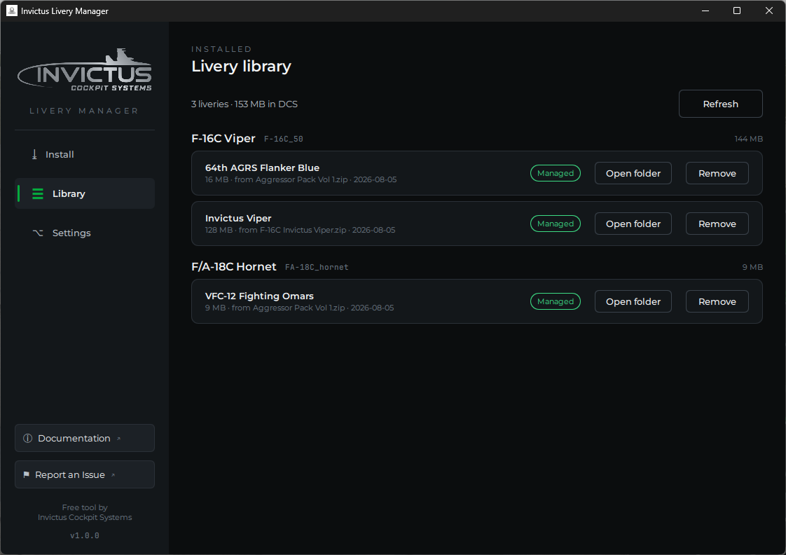 The Library page